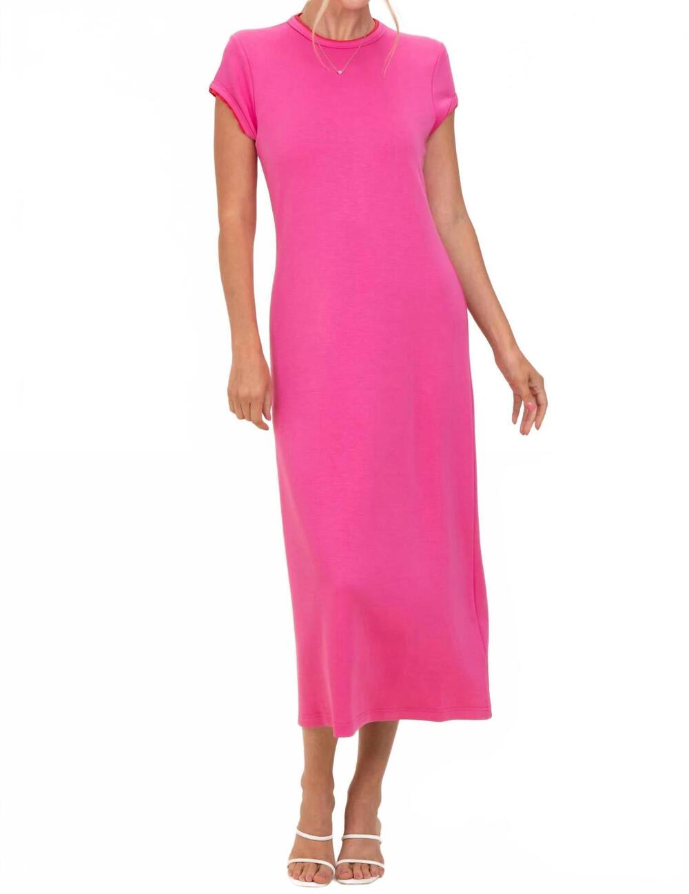 NEW ENTRO hallie midi dress in hot pink